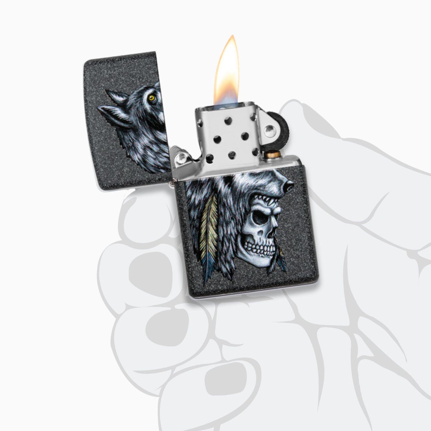 Zippo Wolf Skull Feather Design Windproof Lighter