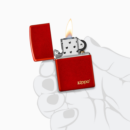 Classic Metallic Red Zippo Logo Windproof Lighter