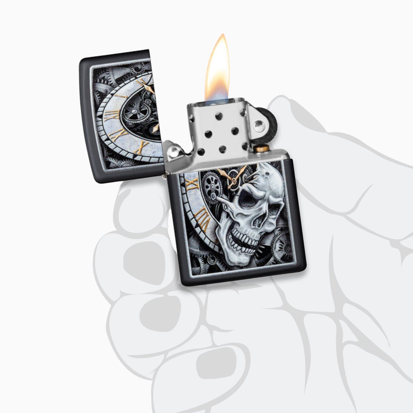 Zippo Skull Clock Design Windproof Lighter