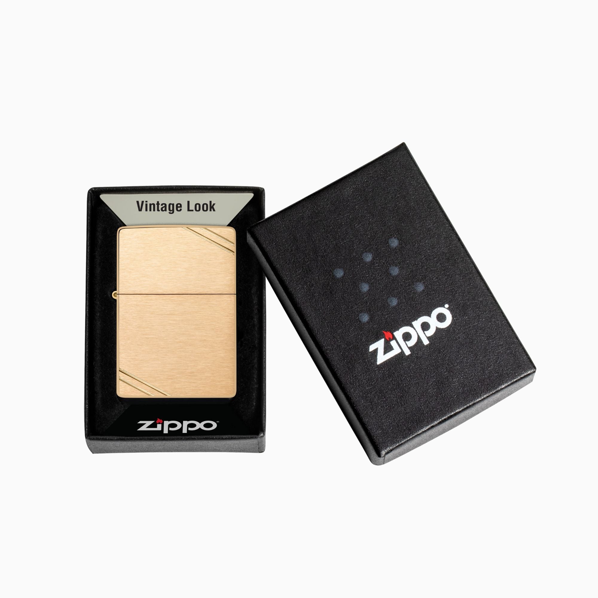Zippo Brushed Brass Vintage w/ Slashes Windproof Lighter