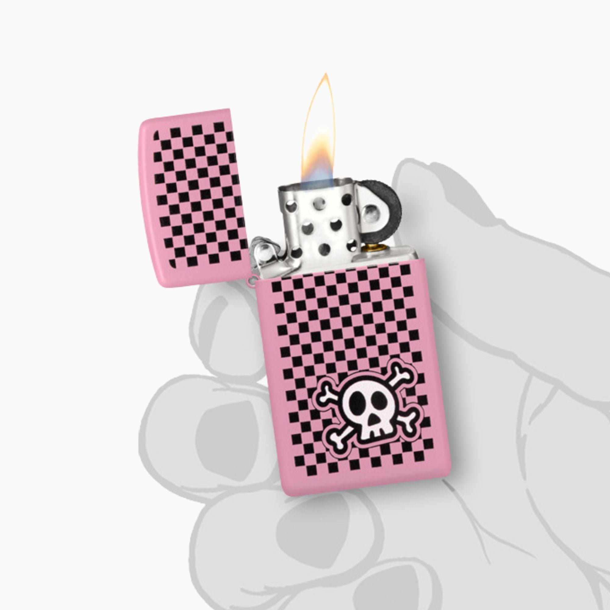 Zippo Checkered Skull Design Windproof Lighter
