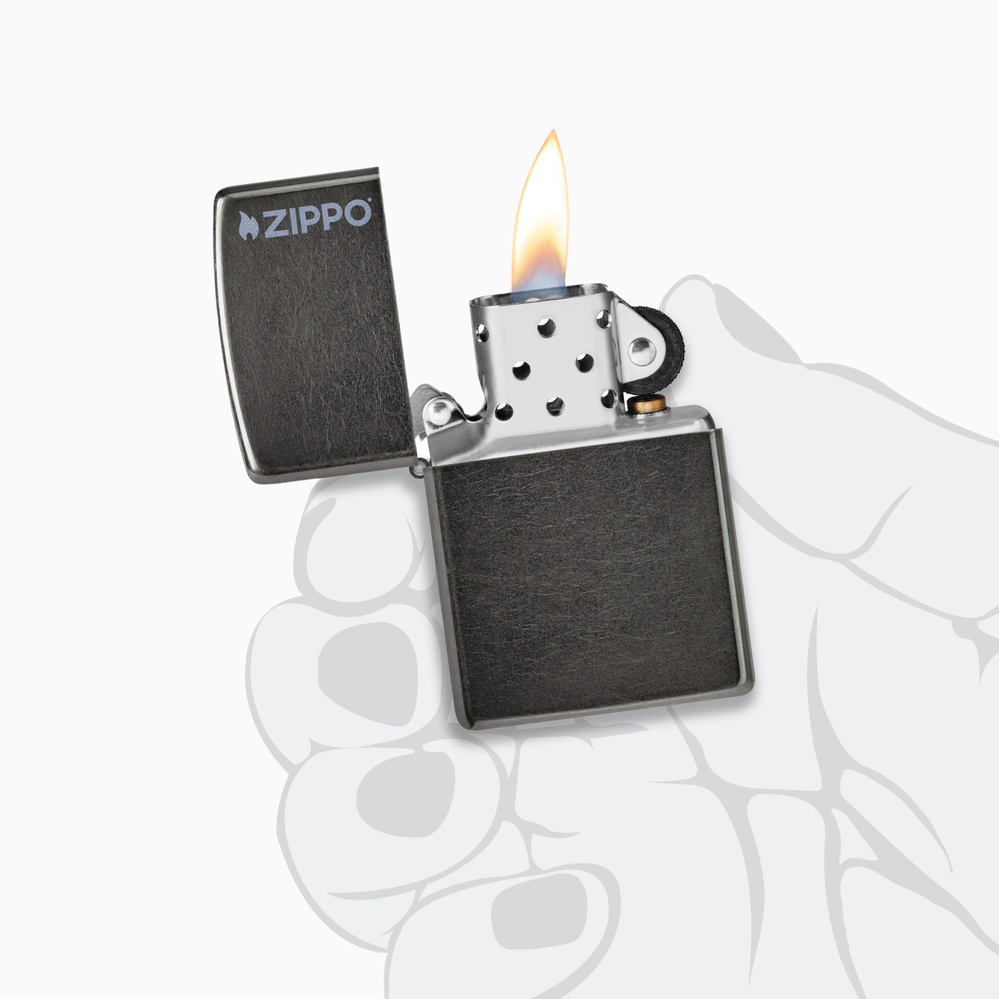 Zippo Classic Grey w/ Logo WIndproof Lighter