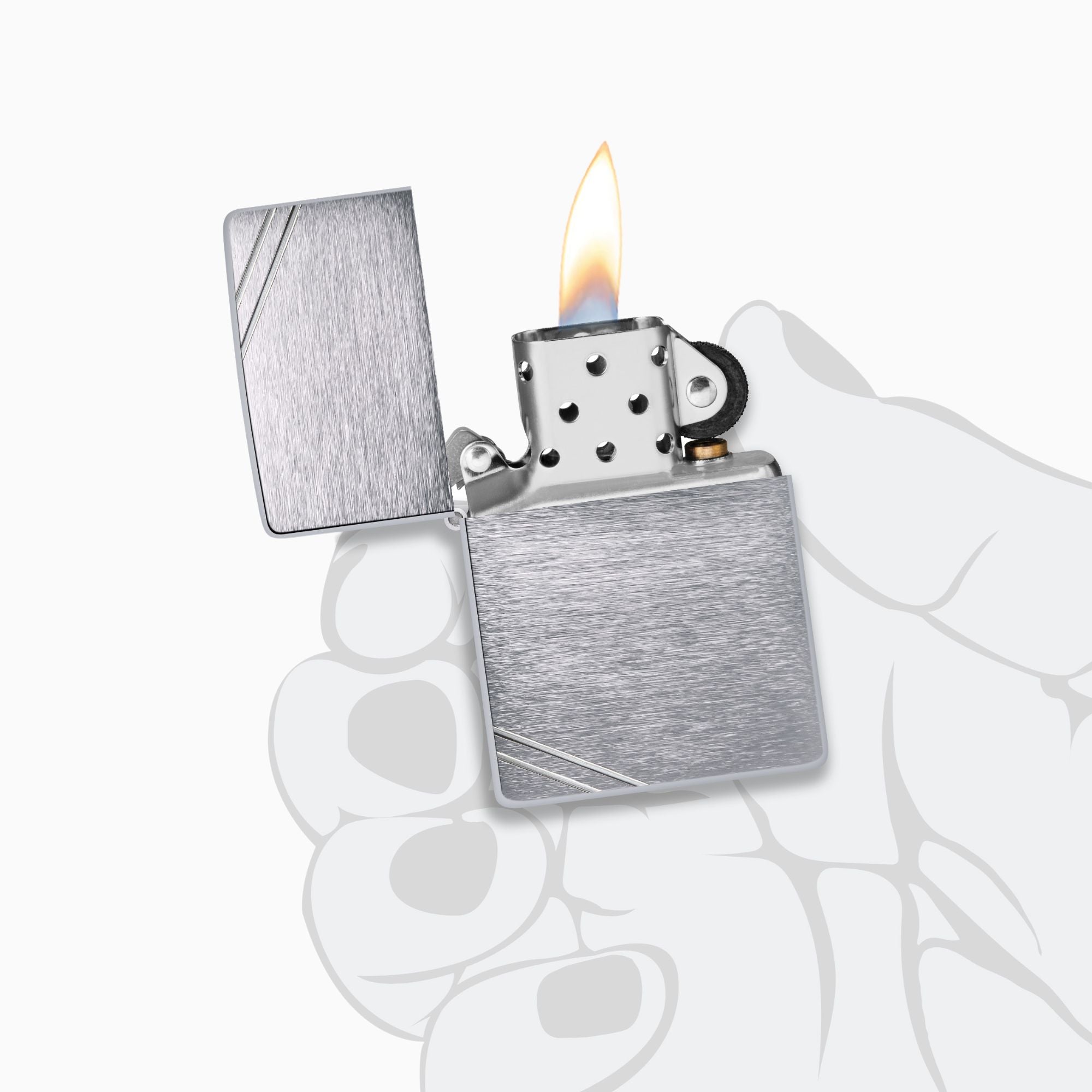 Zippo Vintage Brushed Chrome w/ Slashes Windproof Lighter