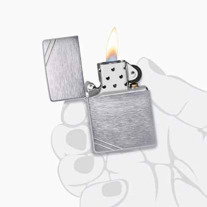 Zippo Vintage Brushed Chrome w/ Slashes Windproof Lighter