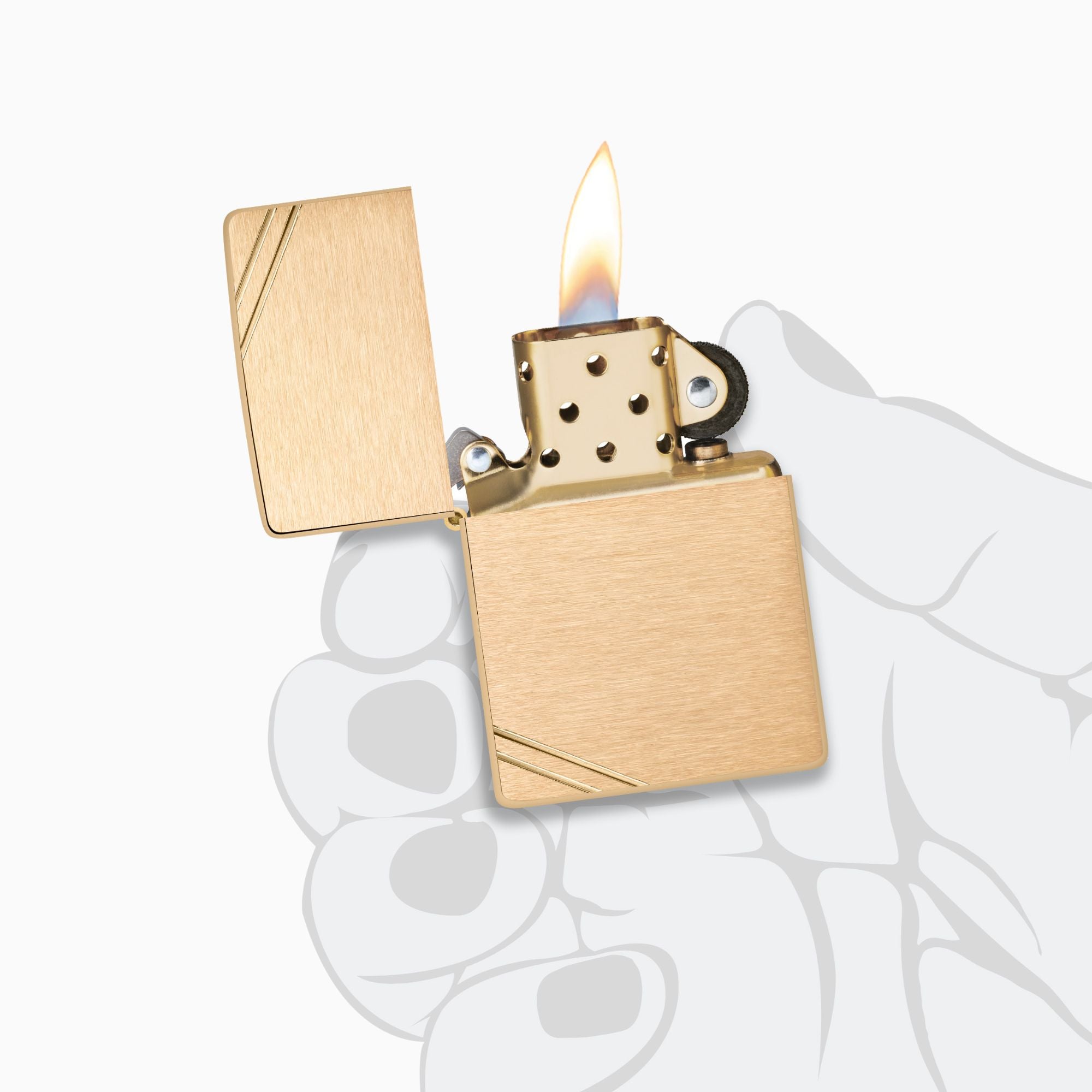 Zippo Brushed Brass Vintage w/ Slashes Windproof Lighter