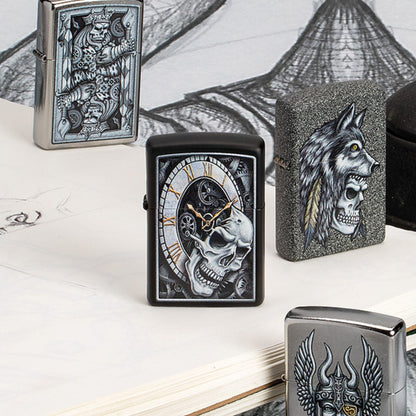 Zippo Skull Clock Design Windproof Lighter