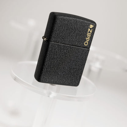 Zippo Classic Black Crackle® Logo w/ Windproof Lighter