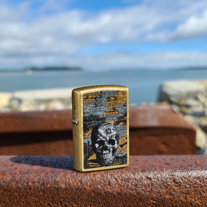 Zippo Floral Skull Design Windproof Lighter