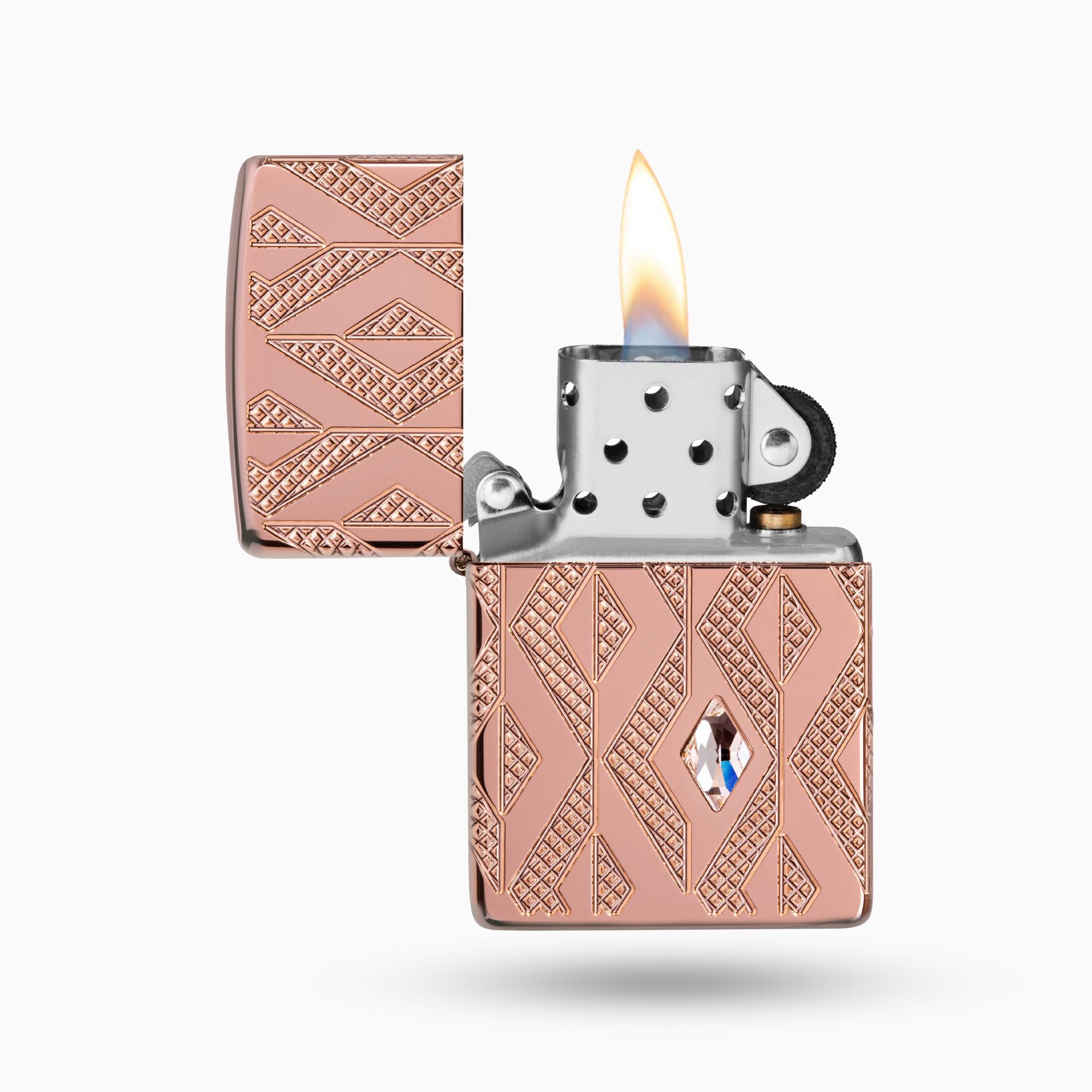 Geometric Diamond Pattern Armor Windproof Lighter