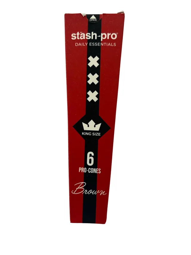 Stash pro Brown 6 King size Rolling Paper Cones per box (Paper 109 MM, Filter 26 MM)