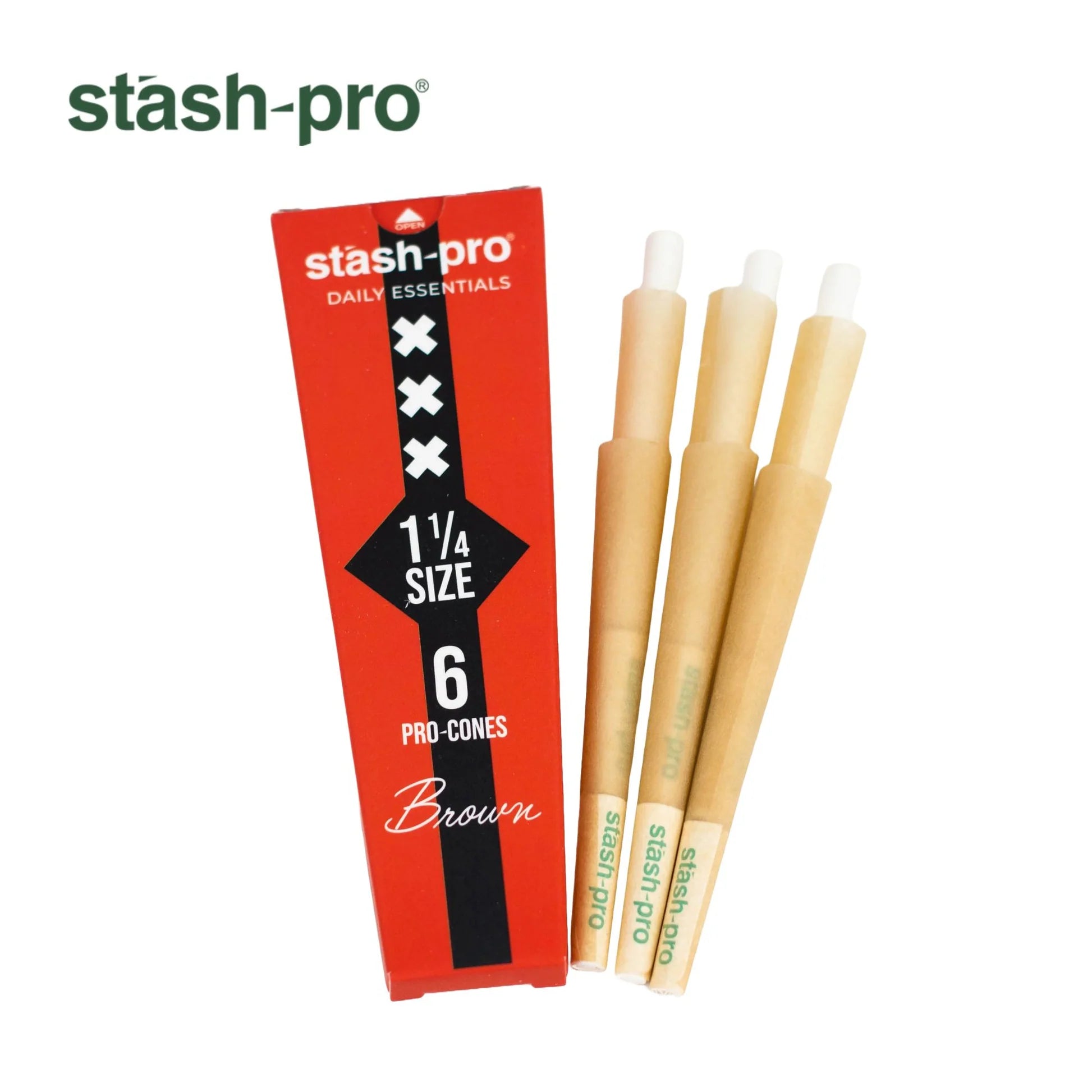 Stash pro Brown  Rolling Paper Cones per box (Paper 84 MM, Filter 26 MM) - 1,1/4 size